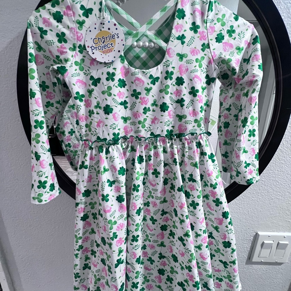 St Patrick’s day Girls 7t Charilies Project twirl dress green - Picture 3 of 3